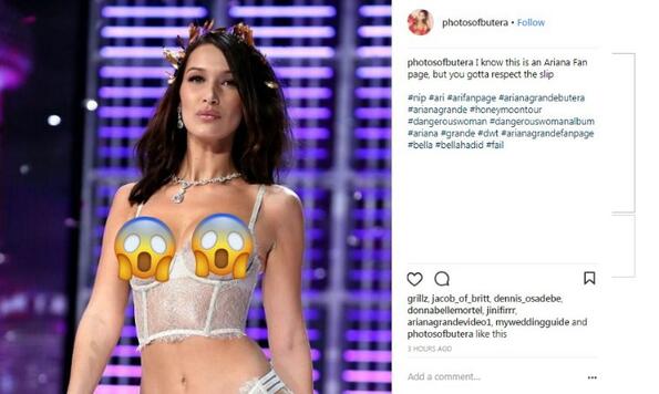 Бела Хадид разголи зърна на модното шоу на Victoria's Secret
