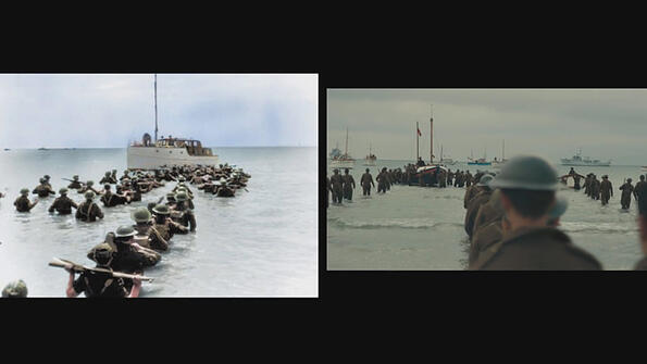 Архивни кадри от Втората световна война сравнени с филма "Дюнкерк"
