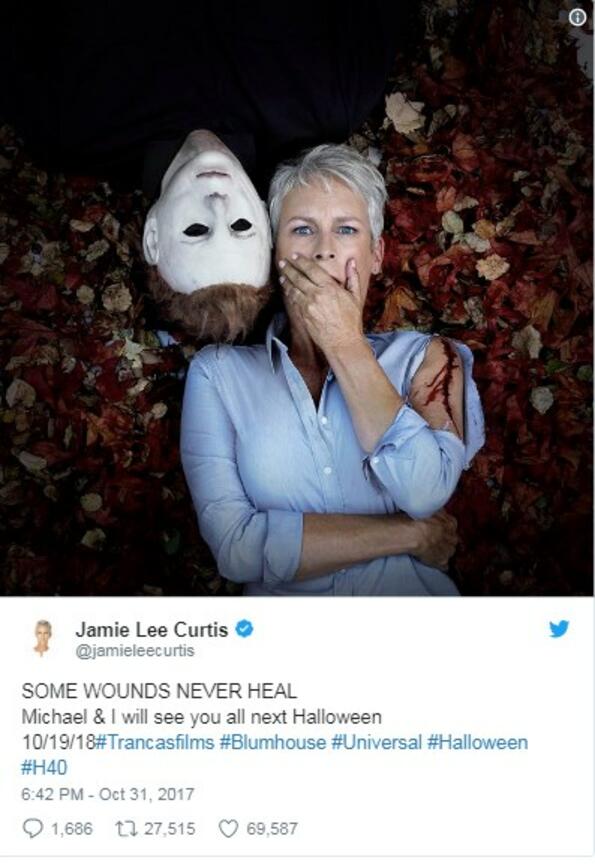 Джейми Лий Къртис се преобразява в Лори Строуд в нови ексклузивни снимки от римейка на "Halloween" 