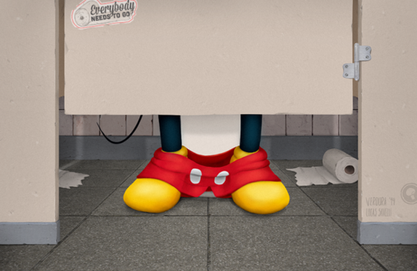 Папарашки снимки на анимационни герои, сгащени със смъкнати гащи в тоалетната