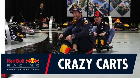 Когато си лигавня: пилотите на Red Bull се състезават с детски колички!