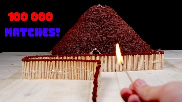 Как се прави вулкан от 100 хиляди кибритени клечки