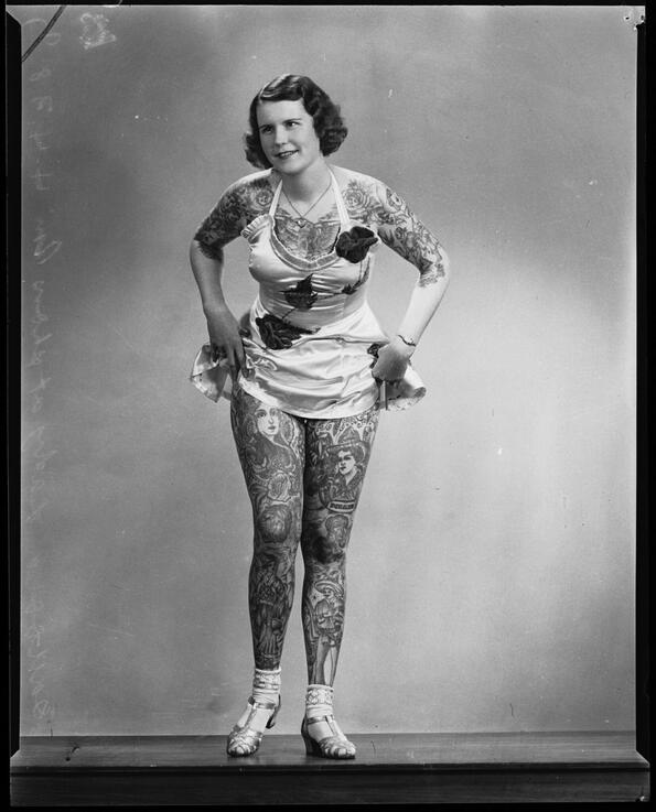 6 редки снимки от миналото на хора с татуировки, които са били показвани в цирка