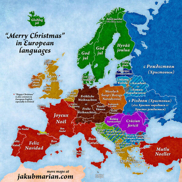 Как се честити Коледа на различните европейски езици?