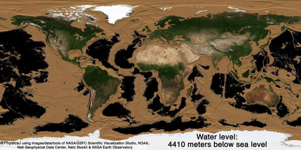 Как ще изглежда световната карта, ако цялата вода на Земята изчезне?