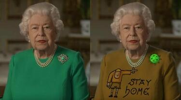 <p>Английската кралица се появи по телевизията с рядка телевизионна реч на 5 април. Тя предаде послание за надежда на фона на настоящата криза и благодари на фронтовите медицински работници.</p>
<p>Но гениите в Интернет решиха да използват зелената ѝ рокля като зелен екран и веселбата започна!</p>