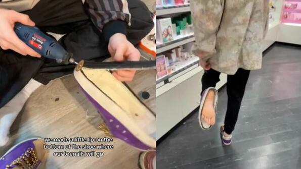 Идиоти на седмицата: Двойка изрязва подметките на обувките си, за да могат да ходят боси (ВИДЕО)