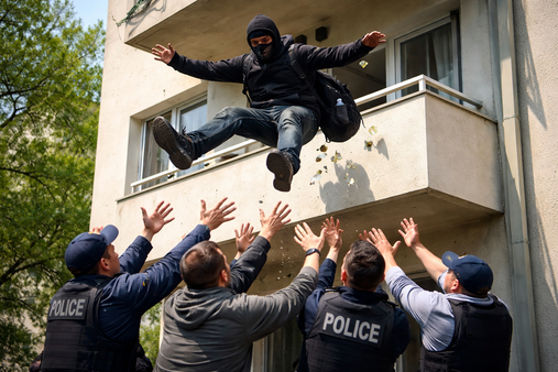 Идиот на седмицата: Крадец се хвърли от тераса... и го хванаха