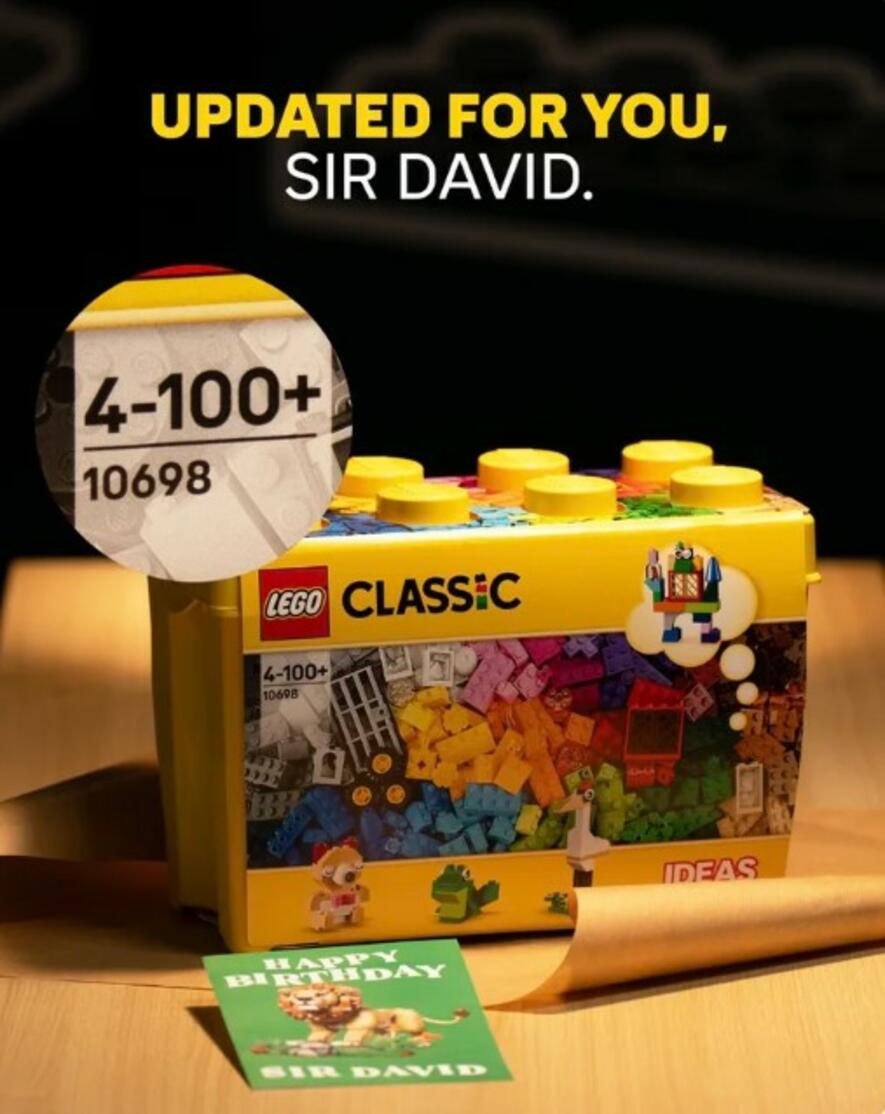 LEGO повиши възрастовата граница на 100+ за сър Дейвид Атънбъро